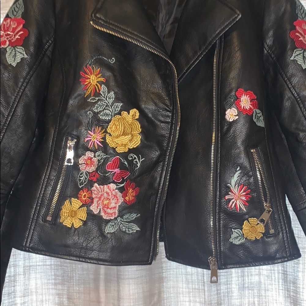 Embroidered Leather Jacket - Picture 2 of 2